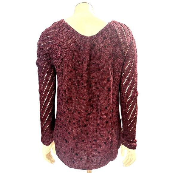 American Eagle Outfitters Burgundy Acrylic Wool Long Sleeve Sweater Medium - Picture 2 of 10